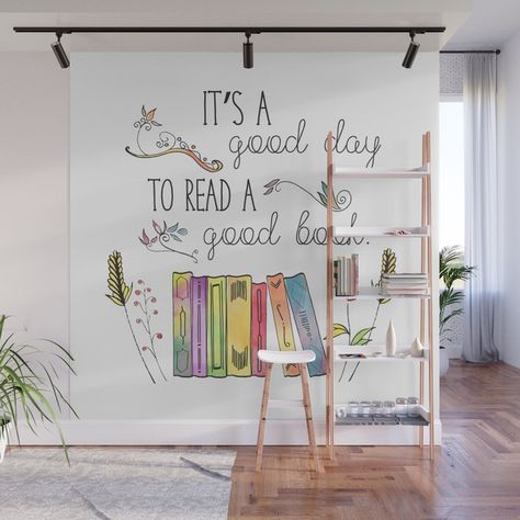 Reading Room Wall Art, Reading Corner Mural, Library Ceiling Decorations, Reading Room Wall Decor, Book Mural Wall Art, Library Murals Elementary, Reading Mural, Book Wall Mural, Diy Book Display