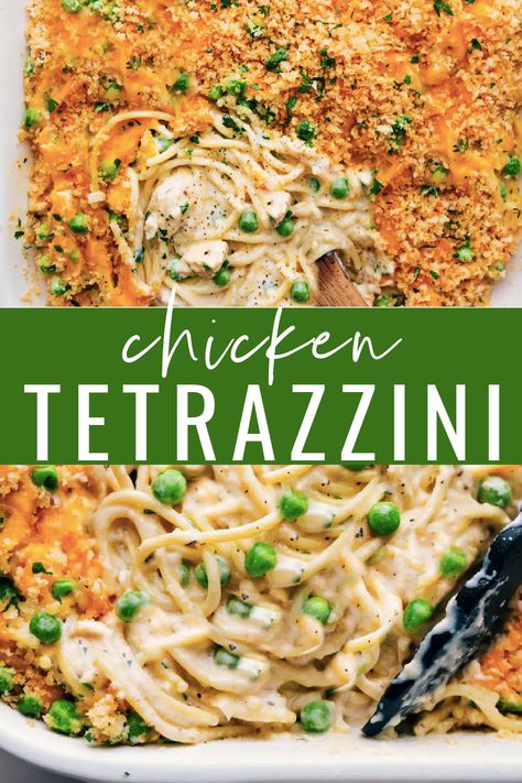 This Chicken Tetrazzini is pure comfort food, with a creamy, irresistible cheese sauce coating seasoned chicken and tender spaghetti. #dinner #quick #easy #simple #comfortfood #cheesy #chicken #tetrazzini Chicken Tetrazzini With Cream Cheese, Rotisserie Chicken Tetrazzini, Italian Chicken Spaghetti Recipe, Chicken Tezzarini Recipe, Chicken Tetrazzini Crockpot, Chicken Tetrazzini Recipes Easy, Chicken And Spaghetti Recipes, Chicken Tetrazzini Easy, Healthy Chicken Tetrazzini