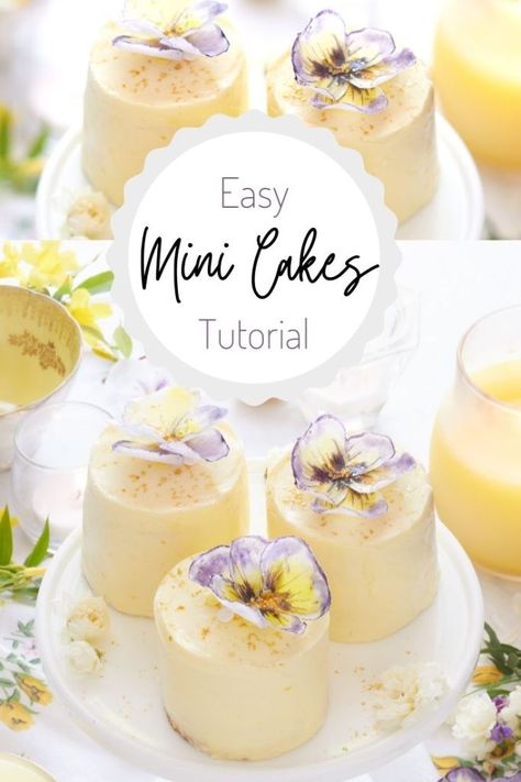 Mini Cakes Tutorial, Easy Mini Cake, Mini Layer Cakes, Individual Wedding Cakes, Mini Cake Recipe, Cakes Easy, Easy Cakes, Mini Wedding Cakes, How To Stack Cakes