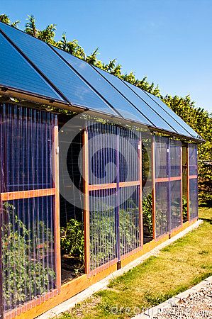 Eco Glass House With Solar Panels Stock Photo - Image: 73319843 Solar Panel Roof Design, Solar Panels Architecture, Solar Pergola, Free Solar Panels, Solar Energy Design, Solar Panels Design, Solar Greenhouse, Solar Panel Mounts, Diy Solar Panel