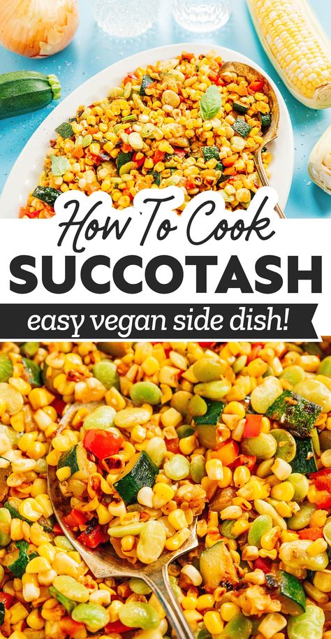 Corn Succotash Recipe, American Dinner Recipes, Vegan Thanksgiving Main Dish, Succotash Recipe, Corn Succotash, Veggie Side Dish, Fresh Tomato Soup, Vegetarian Thanksgiving Recipes, Work Recipes