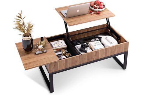 Amazon Has a Secret Site With Tons of Space-Saving Furniture—and Items Start at Under $20 Wood Lift Top Coffee Table, Table With Hidden Storage, Retro Side Table, Coffee Table With Hidden Storage, Door Coffee Tables, Black Coffee Tables, Lift Top Coffee Table, Side Table With Storage, Storage Ottoman Bench