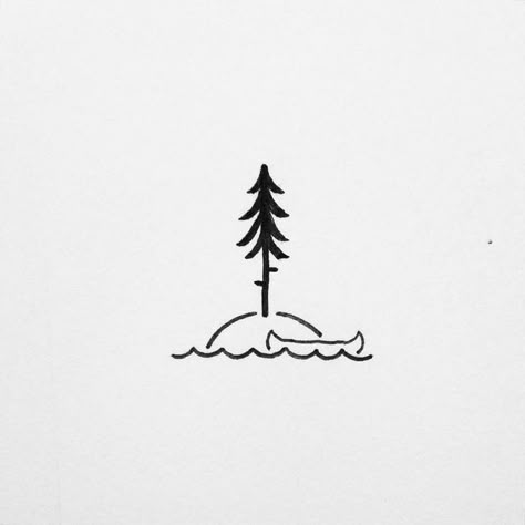 Dessin lac et canoë Tattoo Zeichnungen, Small Drawings, Little Doodles, 수채화 그림, Simple Doodles, Tattoo Idea, Doodle Drawings, Simple Art, Drawing Tips