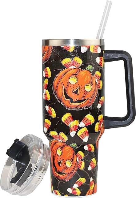 Personalized 40oz Halloweeen Tumbler with Handle Spooky Pumpkin,Halloween 40 oz Stainless Steel Tumbler Cups,Spooky Season Insulated Travel Coffee Mug, Halloween Tumbler Cup With Lid and Straw Witch Coffee, Pumpkin Cups, Cup With Lid And Straw, Halloween Cups, Halloween Tumbler, Tumbler With Handle, Cup With Lid, Spooky Pumpkin, Black Halloween