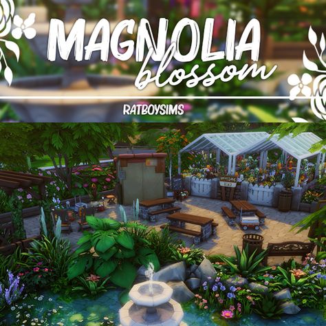 Sims 4 Botanical Garden, Herbalist Shop, Sims Builds, Magnolia Blossom, Sims 4 Update, Garden Greenhouse, Sims 4 Build, Sims House, Botanical Garden