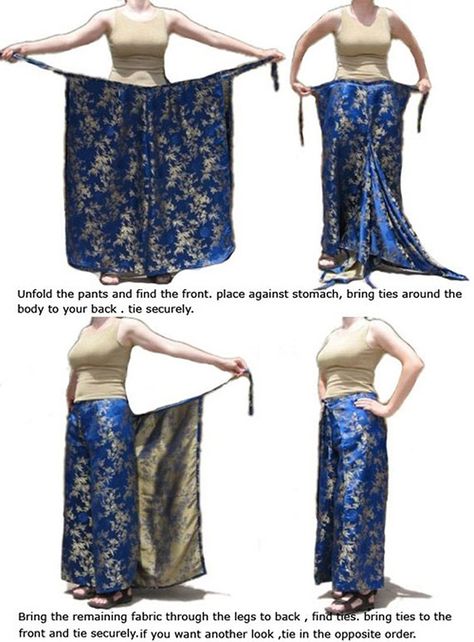 Thai Wrap Pants, Trouser Pants Pattern, Pantalon Thai, Blue Sari, Convertible Clothing, Pants Tutorial, Thai Pants, Thai Fisherman Pants, Fisherman Pants