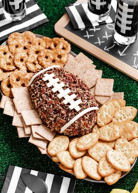 Football Shaped Cheeseball, Football Cheese Board, Football Season Appetizers, Football Cheeseball, Best Easy Appetizers, Football Cheese Ball, Shaped Cheese Ball, Palette Cake, Party Appetizer Recipes