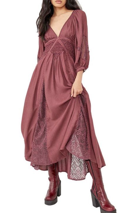 Free People Lace Dress, Free People Maxi, Free People Maxi Dress, Puff Long Sleeves, Maxi Slip Dress, Mothers Dresses, Lace Maxi, Long Puff Sleeves, Long Sleeve Maxi