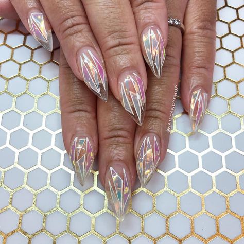 Shattered Glass Nails, Glass Nails Art, Glass Nail, Glass Nails, Shattered Glass, Broken Glass, Bling Nails, Cute Nail Designs, Glass Set