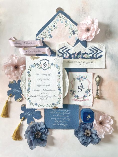 Undangan Aqiqah, Baby Reception, Moodboard Wedding, Watercolor Business, Stylish Wedding Invitation, Dream Wedding Decorations, Calligraphy Artwork, Wedding Letters, Wedding Decor Style