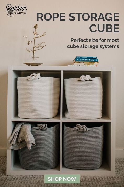 Rope Storage Cube in Storage Shelf Wooden Cube Storage Bins, Cube Storage Seating Kids Rooms, Cube Storage Units, Storage Cubes With Bench, Pottery Barn Storage Bins, Cube Storage With Feet, Cubed Shelf Toy Storage, Cube Storage Baskets Playroom, 4 Cube Organizer Changing Table