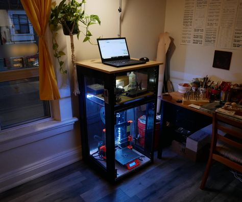 Printer Station, 3d Printer Enclosure, How To Build A Log Cabin, Flip Top Table, Printer Stand, 3d Printing Diy, 3d Cnc, 3d Printer Diy, 3d Printing Projects