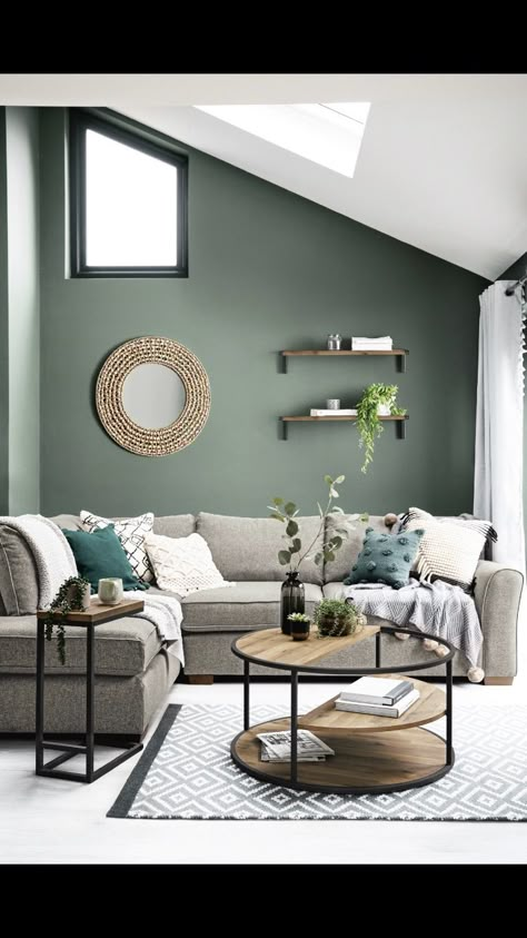 Sage Living Room, Green Walls Living Room, Sage Green Living Room, Green Living Room Decor, Living Room Wall Color, Green Living Room, Living Room Color Schemes, Cosy Living, Cosy Living Room