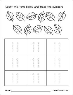 children's worksheet on number 11 11 Worksheet, Halloween Math Worksheets, Preschool Number Worksheets, Handwriting Numbers, Preschool Counting, Counting Worksheets, Tracing Worksheets Preschool, Numbers Kindergarten, Printable Preschool Worksheets