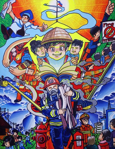 Theme: “Matuto Ka. Sunog Iwasan na!” Medium: Poster Color on Illustration Board Poster Ideas Drawing Easy, Fire Prevention Poster Ideas, Poster Making Drawing, Buwan Ng Wika Drawing, Poster Making Ideas For Competition, Fire Prevention Poster, Poster Making Contest, Poster Ideas Drawing, Poster Making Competition