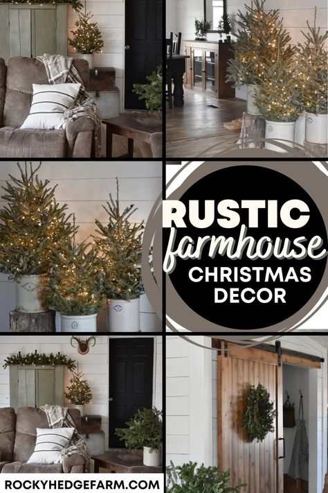 Rustic Farmhouse Christmas Decor Ideas, Farmhouse Christmas Tree Decor, Industrial Christmas, Rustic Farmhouse Christmas Decor, Battery Operated Christmas Lights, Rustic Farmhouse Christmas, Christmas Decor Farmhouse, Christmas Cabin, Old Window Frame