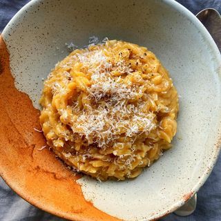 Beth (@boroughchef) • Instagram photos and videos Cheese Orzo, Orzo Recipes, Fall Vegetables, Caramelized Onion, Orzo, Blue Cheese, Caramelized Onions, Large White, Aesthetic Food