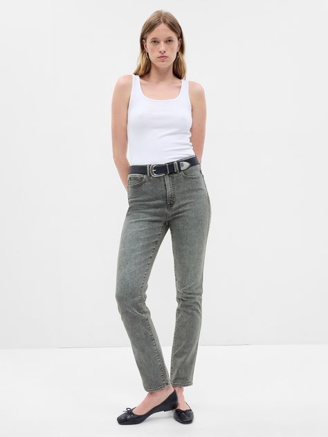 High Rise Vintage Slim Jeans | Gap Classic Fitted Gap Bottoms, Chic Straight Leg Gap Jeans, Gap Fitted Jeans For Fall, Slim Fit Gap Jeans For Fall, Fitted Gap Jeans For Fall, Gap Classic Mid-rise Jeans, Classic Mid-rise Jeans By Gap, Gap Fitted High Rise Jeans, Gap High Rise Fitted Jeans