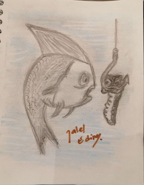 Will he bite the Fish hook? Funny pencil drawing by JalelEdine Art. #art #dailyart #artwork #jaleledineart #pencildrawing #funnydrawing #cartoon #summervibes #enjoysummer Funny Drawings, Enjoy Summer, The Fish, Daily Art, Pencil Drawing, Fish Hook, Art Art, Pencil Drawings, Summer Vibes