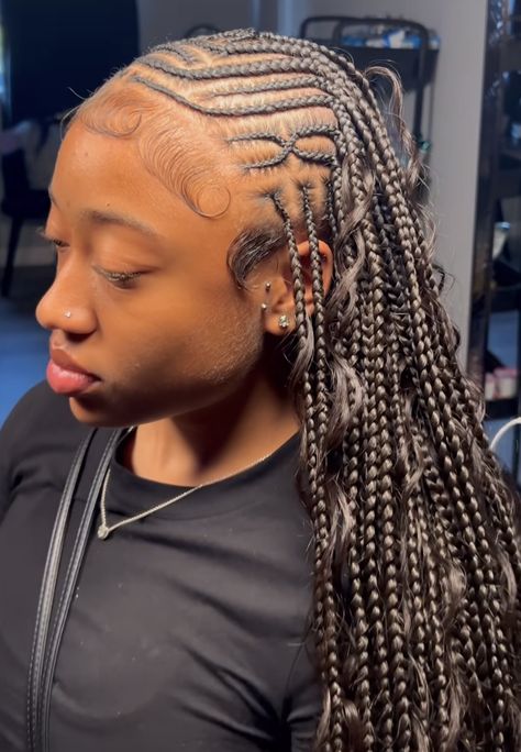 Blonde Fulani Braids Hairstyles, Fulani Braids No Edges, Trible Braids Quick Weave, Fulani Braids With Sew In Straight Hair, Braided Hairstyles For Natural Hair, Latest Braided Hairstyles, Hairstyles For Natural Hair, Braided Hairstyles For Black Women Cornrows, Sleek Ponytail Hairstyles