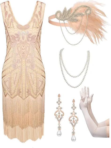 Amazon.com : The Great Gatsby Costumes 20s Accessories, Great Gatsby Party Dress, Flapper Dress 1920s, Fringe Dresses, Gatsby Party Dress, Vintage Flapper Dress, 1920s Great Gatsby, Fringe Flapper Dress, 1920s Flapper Dress