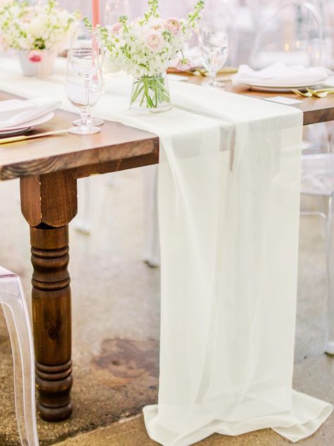 PRICES MAY VARY. Material: 100% chiffon fabric, durable, soft and rustic-elegant. Size: Width 28 in and length 120 in (10 feet). 10Ft is a perfect length for 6ft either round or most rectangle table. Color: Wedding table runner are dyed of graceful colors. Discover more colors like white, black, wine, beige, grey, purple, blue, pink. No matter what's your style, you will get right color. Multi-usage: These beautiful chiffon table linens are perfect for wedding party, bridal & baby shower, birthd Sheer Table Runner, Chiffon Table Runner, Table Runner For Wedding, Shower Outdoor, Table Runner Wedding, Table Color, Table Runners Wedding, Color Wedding, What's Your Style