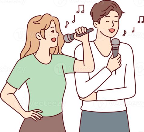 hombre y mujer con micrófonos realizar canción mientras disfrutando karaoke descanso en día apagado Microphones, Day Off, Karaoke, The Man, Singing, Royalty, Royalty Free, Ships, Men And Women