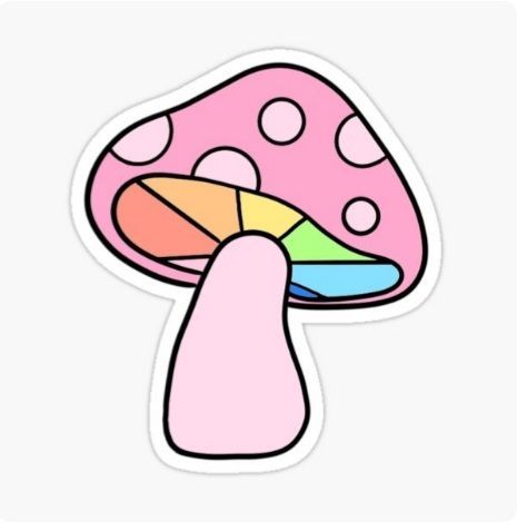 rainbow mushroom sticker you can buy this in my redbubble shop :) #mushroom #sticker #rainbow sticker #aesthetic #indie #indie aesthetic Rainbow Mushroom, Rainbow Drawing, Sticker Aesthetic, Pink Mushroom, Mushroom Drawing, Emoji Pictures, Punch Needle Patterns, Scrapbook Stickers Printable, Mushroom Design