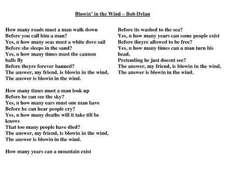 Bob ; blowing in the wind Blowing In The Wind Bob Dylan, Bob Dylan Lyrics, Blowin In The Wind, 20th Century Music, Blowin' In The Wind, Blowing In The Wind, Music Chords, 26 Letters, More Words