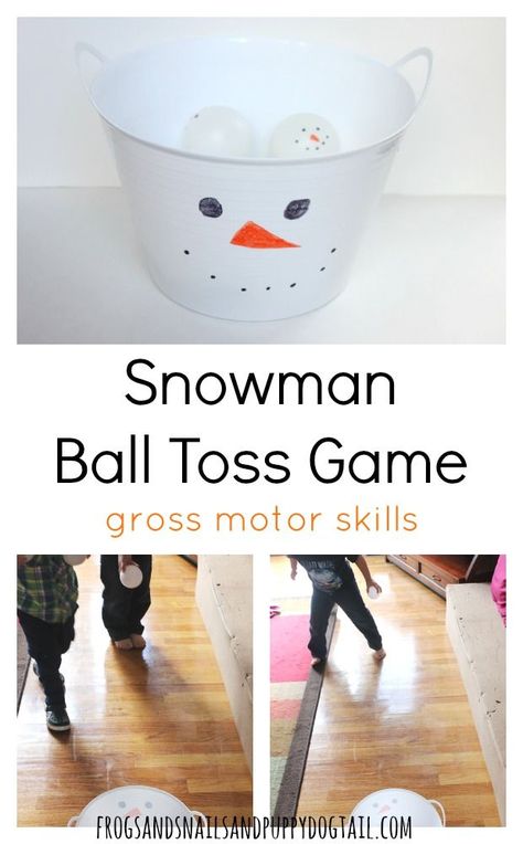 snowman ball toss game for gross motor skills Christmas Games For Toddlers, Ball Toss Game, Sneezy The Snowman, Winter Activities For Toddlers, Winter Lesson Plan, Christmas Activities For Toddlers, Preschool Christmas Activities, Snowmen Activities, January Activities