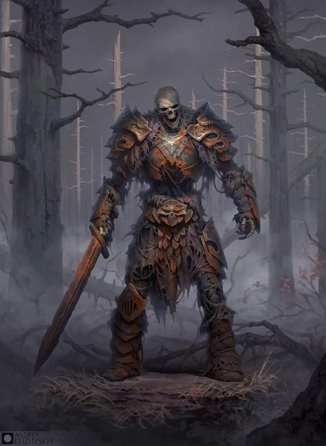 Armored skeleton; D&D; pathfinder Rusty Armor, Skull Knight, Undead Warrior, Skeleton Warrior, Heroic Fantasy, Dnd Monsters, 다크 판타지, Monster Concept Art, Fantasy Monster