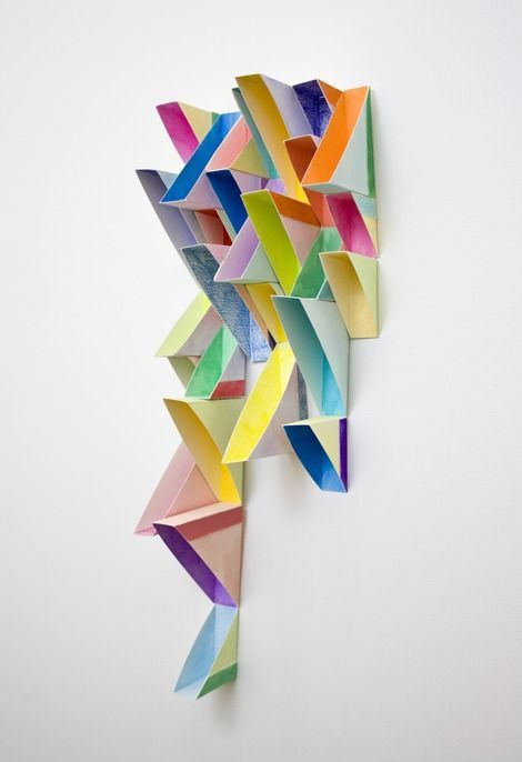 Alec Paik, Right Triangle (Stacked) gouache, colored pencil, paper 17 x 6 x 3.5 inches on ArtStack #alec-paik #art Triangle Art, Right Triangle, Cardboard Sculpture, Wall Sculpture Art, Paper Sculpture, Colored Pencil, Art Plastique, Wall Sculptures, Art Education