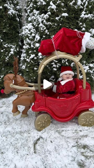 samantha lindner on Instagram: "🛷 i had WAY too much fun transforming this @officiallittletikes carriage into santa’s sleigh 🦌🛷🎅✨ pics coming soon 🥹❤️ #diy #littletikes #christmasbaby #christmascraftsforkids" Diy Lifesize Christmas Village, Christmas Car Decor Ideas, Grinches Sleigh, Little Tikes Car Makeover, Diy Christmas Sleigh, Diy Santa Sleigh, Diy Sleigh, Santa Pumpkin, Car Transformation