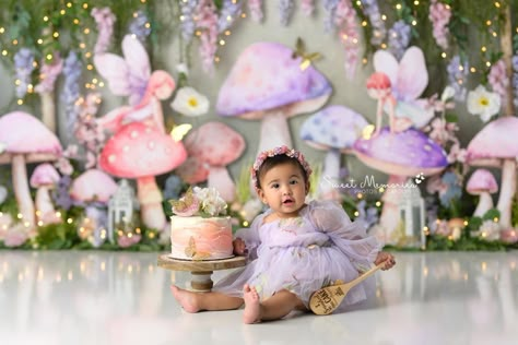 Smash Cake Fairy, Enchanted Forest Bday Party, Fairy Garden Cake Smash, Fairy Smash Cake, Fairy Cake Smash, Enchanted Fairy Birthday Party, Fairy Theme Birthday Party, Fairy Party Decorations, Fairy Garden Cake