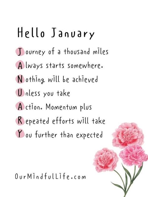 Hello January - January quotes and sayings January Quotes, New Month Quotes, Calendar Quotes, Our Mindful Life, Hello January, Monthly Quotes, Year Quotes, Quotes About New Year, New Month