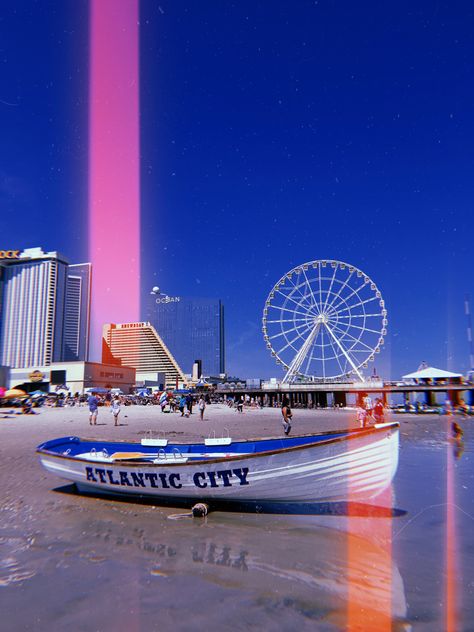 New Jersey Atlantic City, Atlantic City New Jersey Aesthetic, Atlantic City Aesthetic, Atlantic City Boardwalk, Beach List, City Collage, New Jersey Beaches, Los Angeles Airport, Atlantic City New Jersey