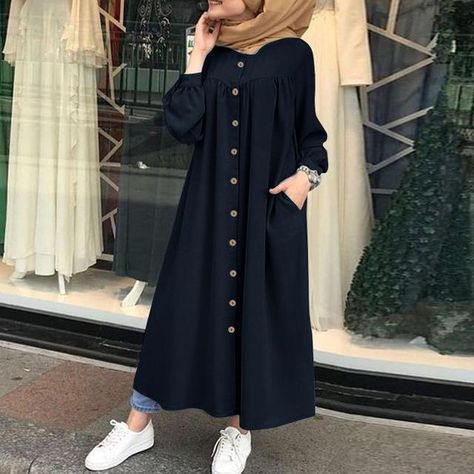 Plus Size Shirt Woman Dress Muslim Long Dress, Shirt Dress Long Sleeve, Maxi Vestidos, Loose Shirt Dress, Leisure Dress, Full Length Robe, Shirt Dress Long, Muslim Dresses, Solid Skirt