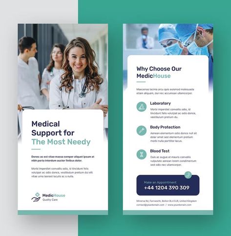 Doctor and Medical Services DL Flyer Template INDD, IDML, PSD, Afdesign, Afphoto, Afpub, PPTX, DOCX New Flyer, Clinic Design, Graphic Design Lessons, Business Promotion, Blood Test, Medical Services, Photoshop Tutorial, Social Media Design, Flyer Template