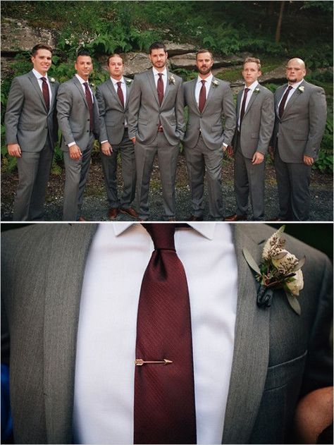 We hope this wedding inspires you to break whatever wedding rules you please, and maybe you too will have a wedding off the beaten path! Burgundy Groomsmen, Fall Groomsmen, Maroon Wedding, Wedding Groomsmen, Groomsmen Attire, Wedding Chicks, Bridesmaids And Groomsmen, Wedding Suits Men, Burgundy Wedding