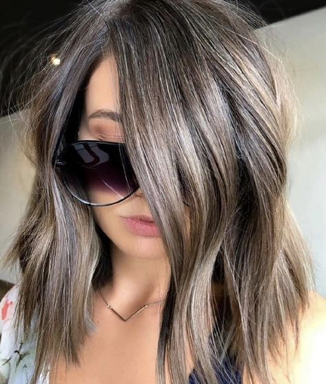 Ashy Brunette, Grey Hair Inspiration, Blending Gray Hair, Color For Brunettes, Hair Color For Brunettes, Gray Hair Highlights, Summer Hair Color For Brunettes, Hair Affair, Grey Hair Color