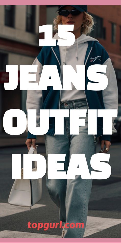 15 Jeans Outfit Ideas That’ll Make Your Denim Dreams Come True Hey Dudes And Jeans Outfit, Distressed Denim Jeans Outfit, Casual Exploring Outfit, Sweat Shirt And Jeans Outfit, Kick Jeans Outfits, Basketball Gameday Outfit, Weekend Jeans Outfit Casual, 2024 Jeans Style, Streetwear Jeans Outfit