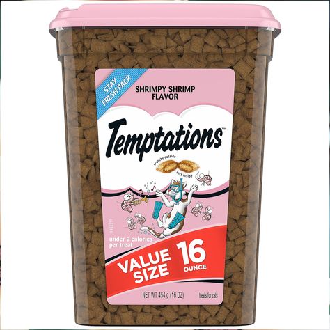 TEMPTATIONS Classic Crunchy and Soft Cat Treats Shrimpy Shrimp Flavor, 16 oz. Tub Treats For Cats, Cat Snacks, Soft Cat, Food Topper, Healthy Cat Treats, Flavored Milk, Chicken Flavors, Cat Treats, Cat Pet Supplies