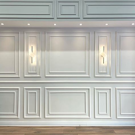 Lined White Polystyrene Wall Molding Wainscoting Paneling - Etsy Molding Wallpaper, Moulding Design, Decorative Wall Molding, Wainscoting Kits, Wall Molding Design, Wall Moulding, Wall Panels Bedroom, Diy Wainscoting, Wainscoting Panels