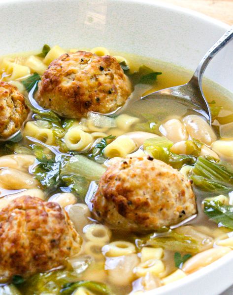 Meatball Escarole Soup, Escarole Soup Italian, Recipes With Escarole, White Bean And Escarole Soup, White Bean And Escarole, Bean And Escarole Soup, Abruzzese Recipes, Escarole And Bean Soup, Escarole And Beans