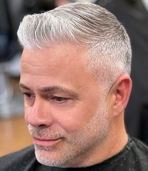 Short Spiky Front with Classic Taper and Beard. A stylish haircut for mature men with grey hair is an handsome choice that will have you looking good and feeling confident. From modern to classic, these popular grey men’s hairstyles are classy, simple and easy to maintain, offering the perfect combination for older gentlemen. Mens Grey Hairstyles, Guys Haircuts, Grey Hairstyle, Older Men Haircuts, Grey Hair And Glasses, Grey Hairstyles, Short Fade Haircut, Older Mens Hairstyles, Classy Looks