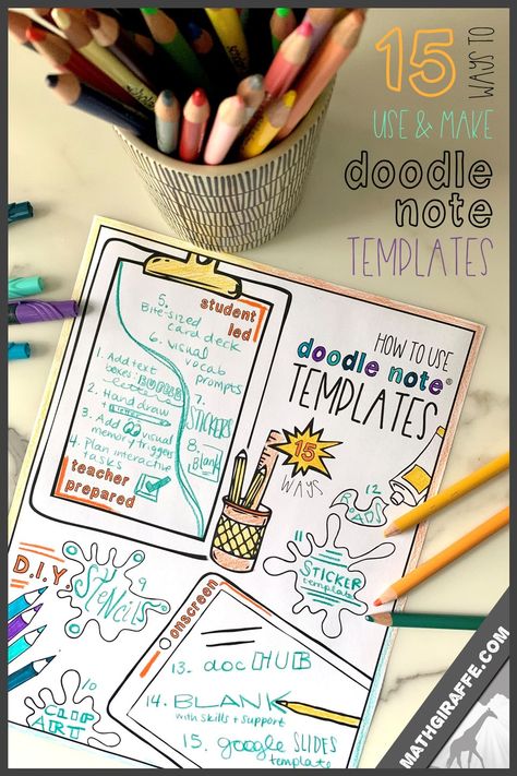 Free Doodle Printables, Doodle Notes Template, Doodle Notes Math, Math Template, Math Doodles, Notes Templates, Crazy Laura, Visual Note Taking, Note Templates