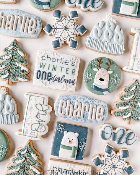 Winter Onederland Birthday Party Boy, Winter Onederland Party Boy, Winter Onderland Birthday, First Birthday Theme Boy, First Birthday Winter, First Birthday Cookies, Winter Onederland Birthday Party, Winter Onederland Party, Onederland Birthday Party