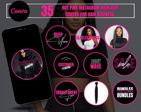 Instagram Highlight Covers for Hair Salons: Hot Pink Story Icons

DIY Canva Templates for Extensions and Wig Stores #Cat_Icon_Instagram_Highlight #Icon_Instagram_Highlight_Black #Instagram_Highlight_Black #Icon_Instagram_Highlight https://www.theworldaccordingtome.org/1947184_stunning-instagram-highlight-covers-icons-trendy-aesthetic-designs/?cleopatra-life-and-legacy Hair Business Instagram Highlights, Hair Business Instagram Bio, Business Highlight Covers Instagram, Pink Story, Professional Instagram, Hair Extension Salon, White Instagram, Hot Pink Hair, Black And White Instagram