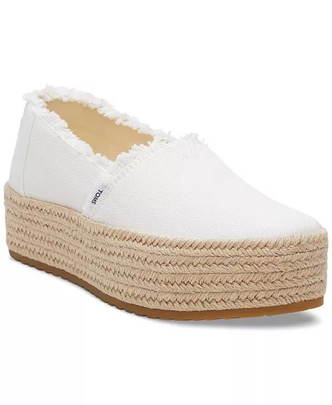 TOMS - Women's Valencia Canvas Platform Espadrilles Toms Espadrilles, White Toms, Toms Wedges, Espadrilles Shoes, Platform Flats, Slip On Espadrilles, Wedge Espadrilles, White Platform, Espadrilles Platform