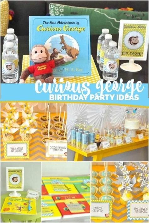 Baby Girl Birthday Party Ideas, Curious George Party Favors, Pancake Birthday, George Birthday Party, Girl Birthday Party Ideas, Baby Girl Birthday Party, Curious George Birthday Party, Curious George Party, Monkey Party